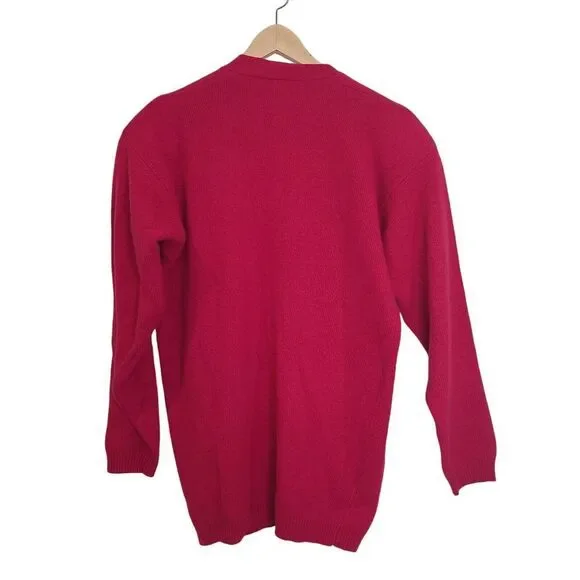 VTG White Wheeler Martha Cardigan Sweater Womens M Dark‎ Pink Angora Wool Blend - Picture 2 of 7